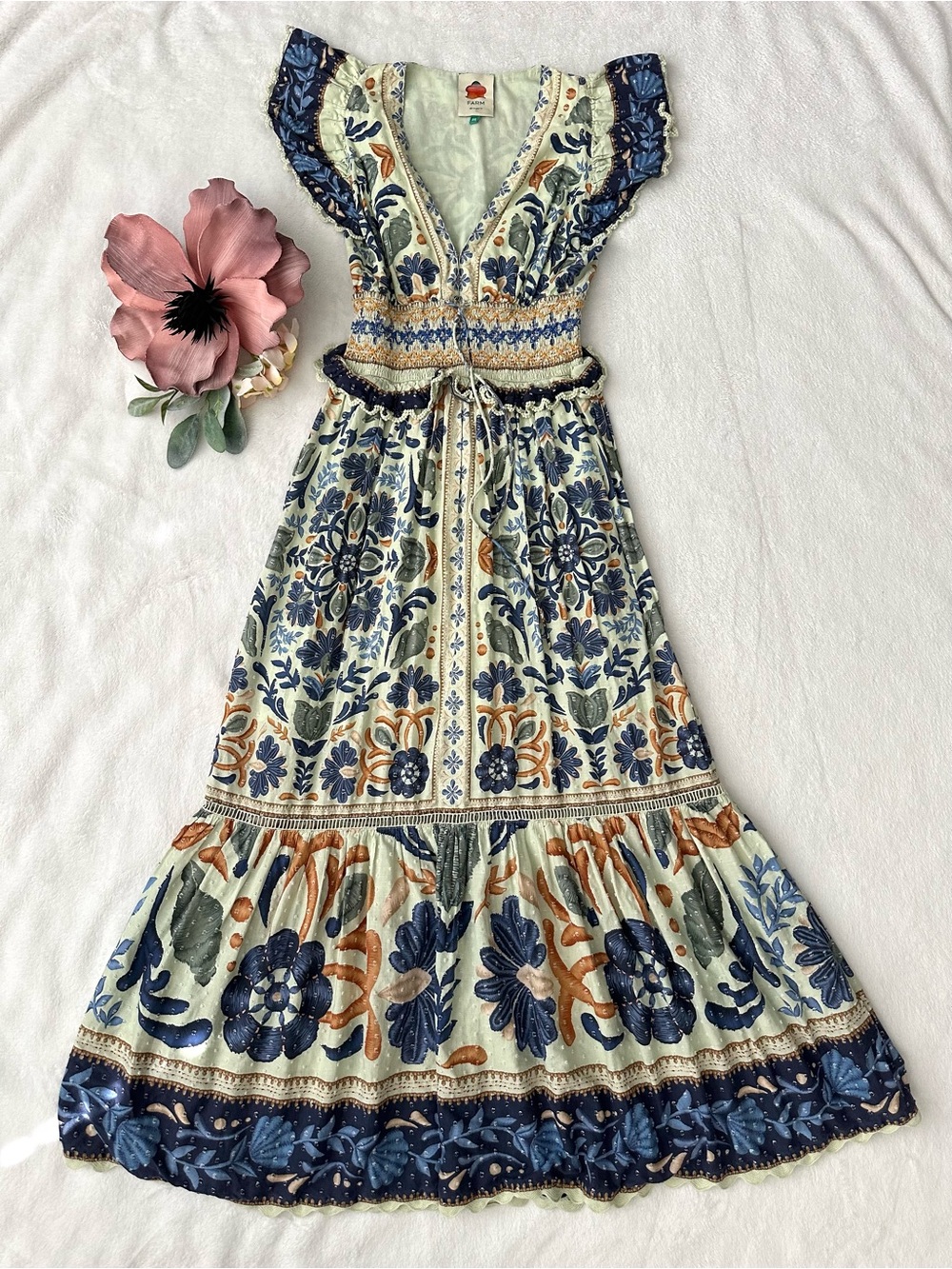 Farm Rio Ocean Tapestry Maxi Dress size X-Small - Picture 3 of 14